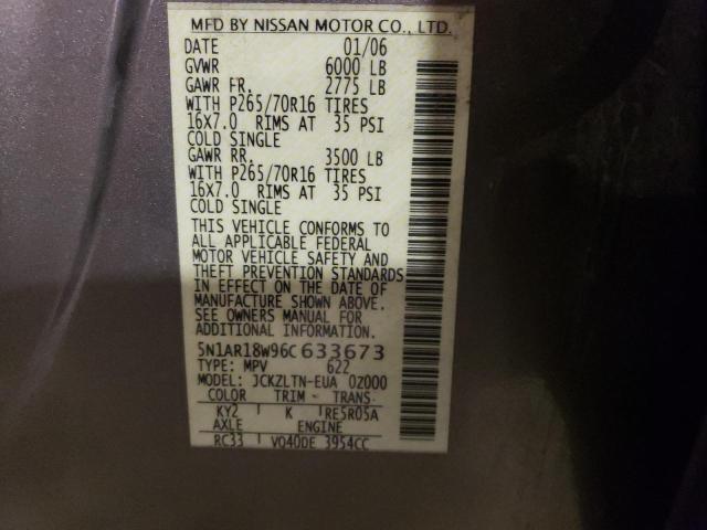 5N1AR18W96C633673 - 2006 NISSAN PATHFINDER LE TAN photo 13