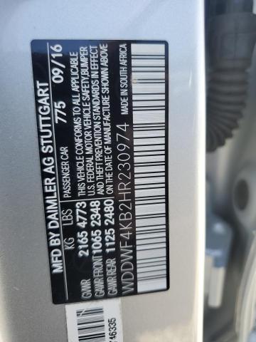 WDDWF4KB2HR230974 - 2017 MERCEDES-BENZ C 300 4MATIC SILVER photo 12