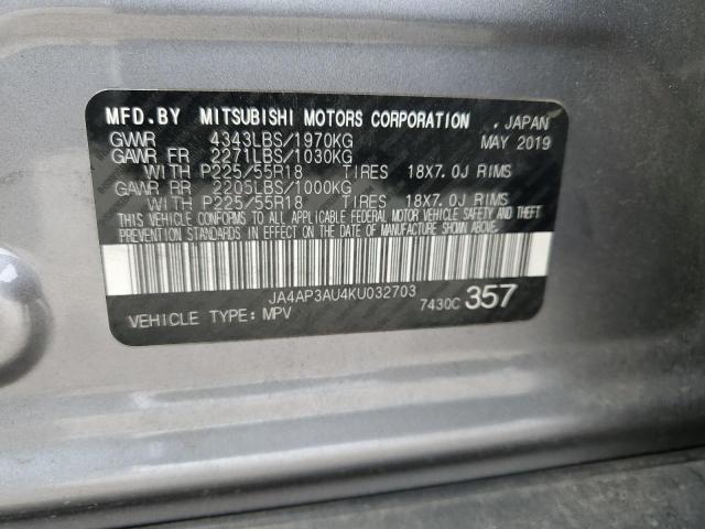 JA4AP3AU4KU032703 - 2019 MITSUBISHI OUTLANDER ES 灰色 照片 13