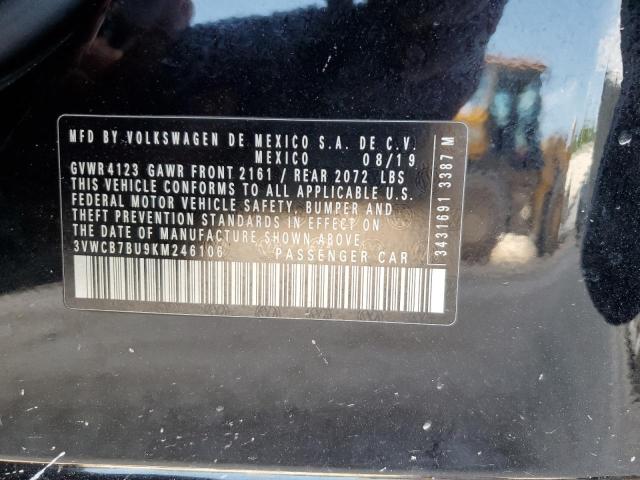 3VWCB7BU9KM246106 - 2019 VOLKSWAGEN JETTA S 黑色 照片 12