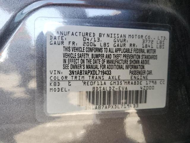 3N1AB7APXDL719433 - 2013 NISSAN SENTRA S GRAY photo 12