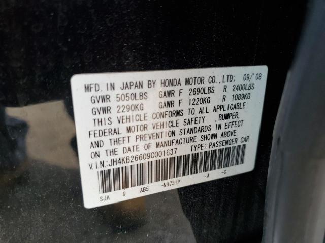 JH4KB26609C001637 - 2009 ACURA RL შავი ფოტო 12