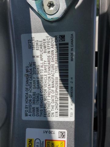 2HGFE2F53PH528939 - 2023 HONDA CIVIC SPORT 银色 照片 12