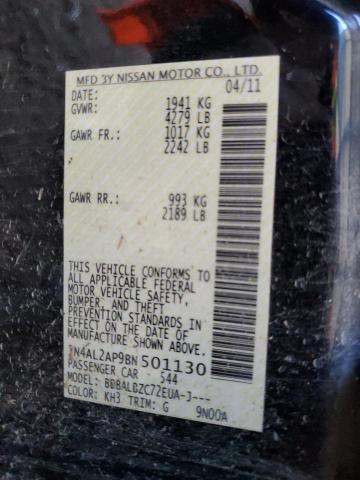 1N4AL2AP9BN501130 - 2011 NISSAN ALTIMA BASE BLACK photo 12