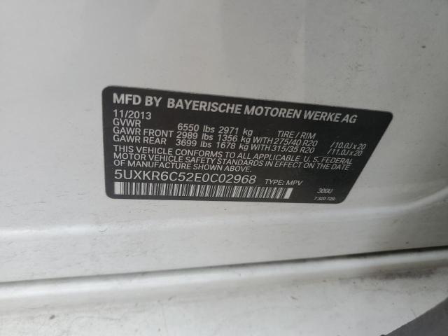 5UXKR6C52E0C02968 - 2014 BMW X5 XDRIVE50I WHITE photo 13