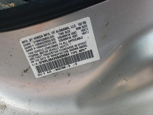 5FNRL384X6B408684 - 2006 HONDA ODYSSEY EX BEIGE photo 12