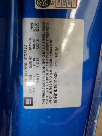 1G1FG1R71G0118539 - 2016 CHEVROLET CAMARO SS ლურჯი ფოტო 13