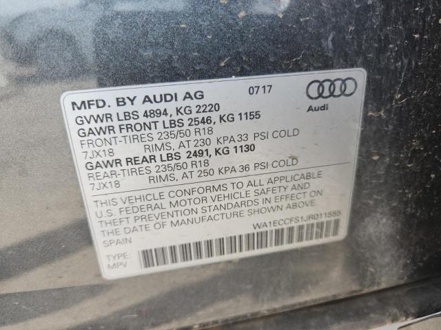 WA1ECCFS1JR011555 - 2018 AUDI Q3 PREMIUM 灰色 照片 13