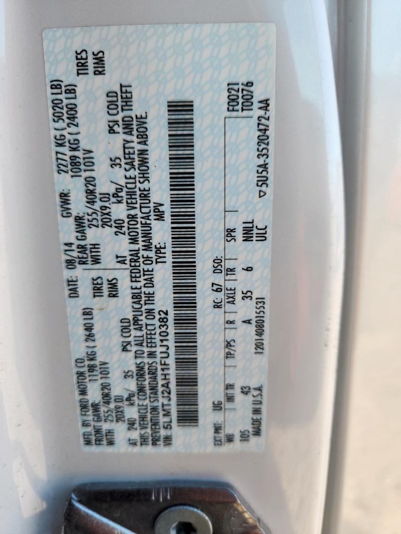 5LMTJ2AH1FUJ10382 - 2015 LINCOLN MKC WHITE photo 13