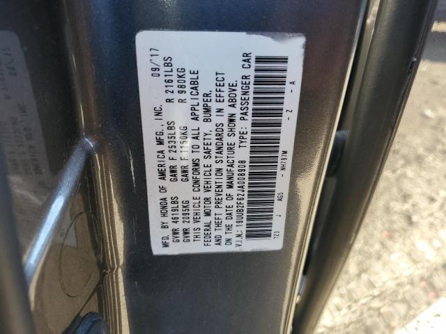 19UUB2F62JA008908 - 2018 ACURA TLX TECH+A GRAY photo 12