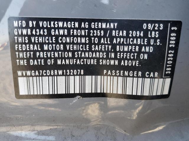 WVWGA7CD8RW132078 - 2024 VOLKSWAGEN GTI S GRAY photo 12