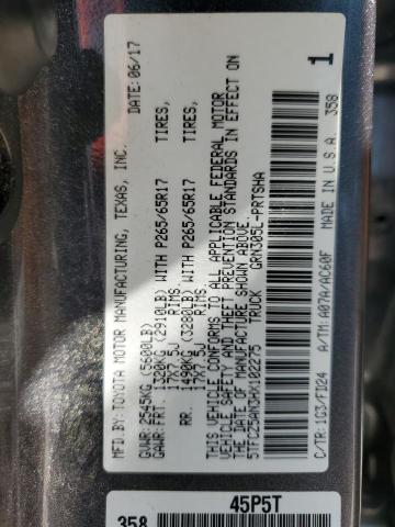 5TFCZ5AN3HX102275 - 2017 TOYOTA TACOMA DOUBLE CAB 灰色 照片 12