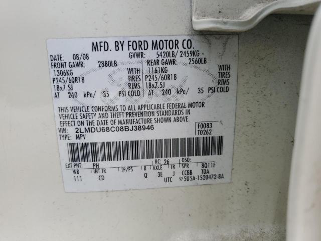 2LMDU68C08BJ38946 - 2008 LINCOLN MKX Krem foto 13