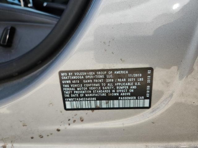 1VWBT7A34EC045365 - 2014 VOLKSWAGEN PASSAT SE 银色 照片 12