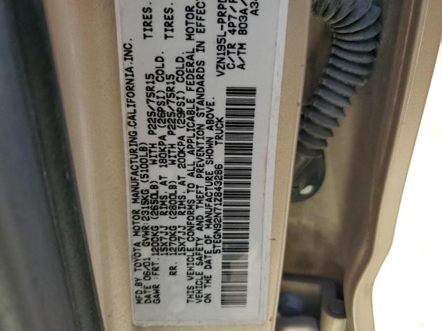 5TEGN92N71Z843286 - 2001 TOYOTA TACOMA DOUBLE CAB PRERUNNER TAN photo 12