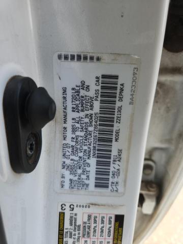 1NXBR32E67Z864025 - 2007 TOYOTA COROLLA CE WHITE photo 12