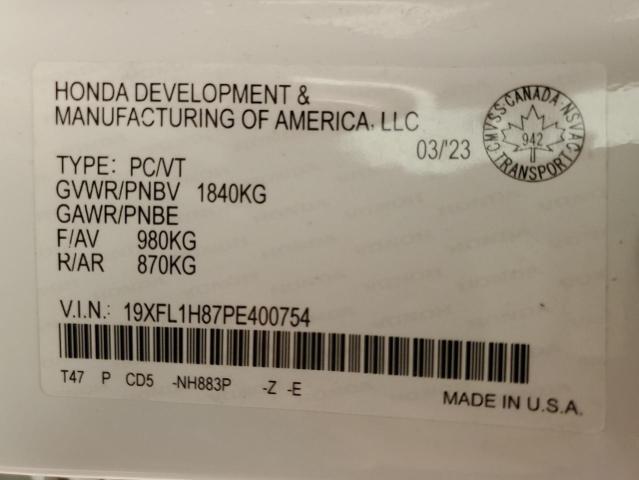 19XFL1H87PE400754 - 2023 HONDA CIVIC SPORT TOURING WHITE photo 12