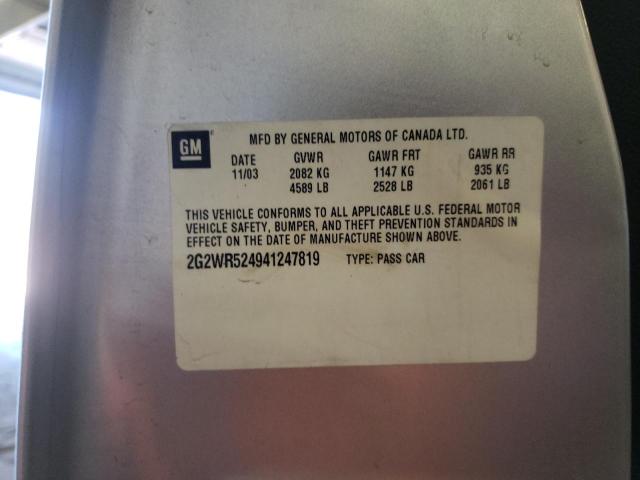 2G2WR524941247819 - 2004 PONTIAC GRAND PRIX GTP Gümüş foto 12