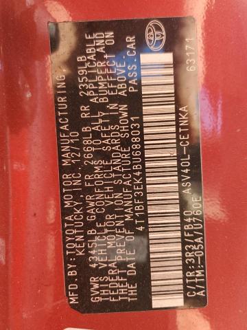 4T1BF3EK4BU688031 - 2011 TOYOTA CAMRY BASE Kırmızı fotoğraf 12