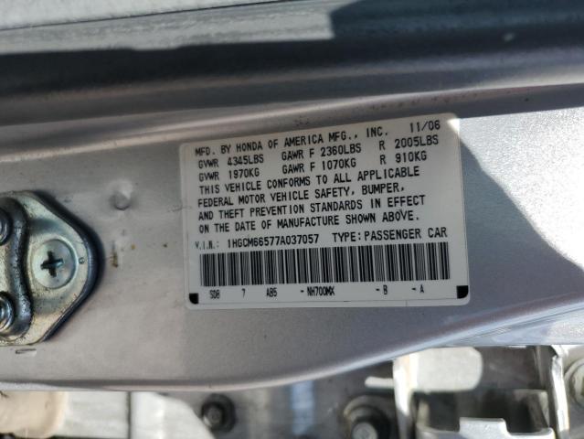 1HGCM66577A037057 - 2007 HONDA ACCORD EX SILVER photo 12