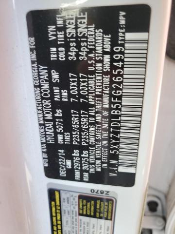 5XYZTDLB5FG265499 - 2015 HYUNDAI SANTA FE S WHITE photo 12