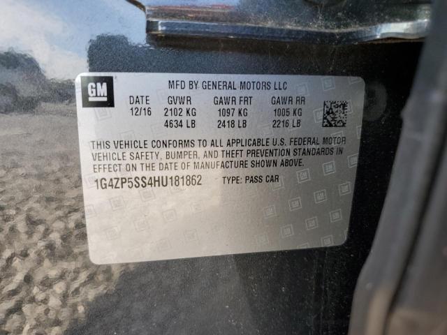 1G4ZP5SS4HU181862 - 2017 BUICK LACROSSE ESSENCE CHARCOAL photo 12