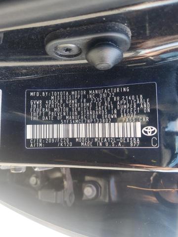 5YFS4MCE7NP133802 - 2022 TOYOTA COROLLA SE 黑色 照片 12