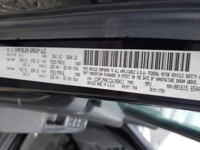 1C4PJMAK1CW105411 - 2012 JEEP LIBERTY SPORT BLACK photo 12