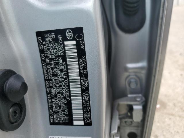 JTDKARFU0L3118024 - 2020 TOYOTA PRIUS L SILVER photo 12