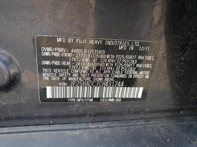 JF2SHADC7CH431244 - 2012 SUBARU FORESTER 2.5X PREMIUM CHARCOAL photo 12