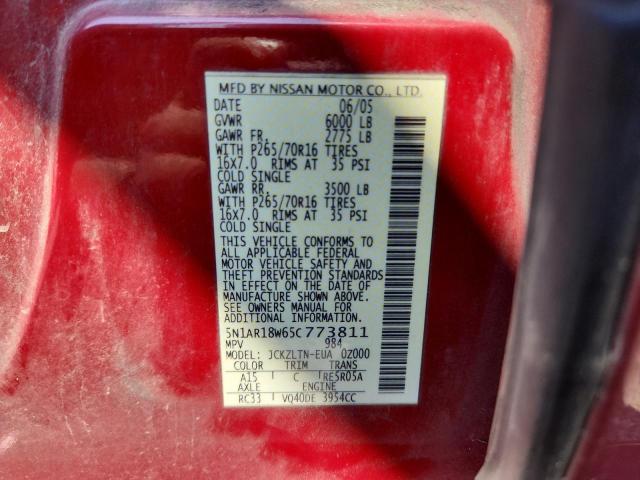 5N1AR18W65C773811 - 2005 NISSAN PATHFINDER LE RED photo 14