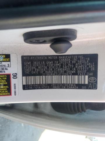 2T1BURHE2JC120679 - 2018 TOYOTA COROLLA L WHITE photo 12