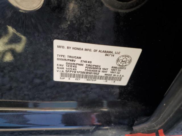 5FPYK1F58EB501952 - 2014 HONDA RIDGELINE RTL BLACK photo 12