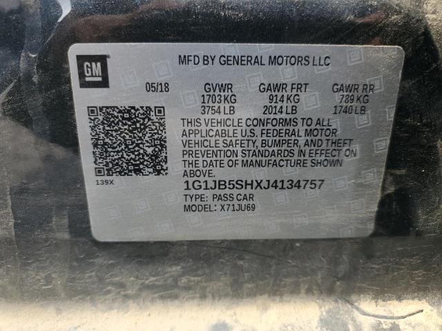 1G1JB5SHXJ4134757 - 2018 CHEVROLET SONIC LS GRAY photo 12