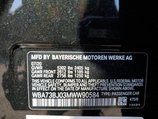 WBA73BJ03MWW90584 - 2021 BMW 540 XI BLACK photo 13