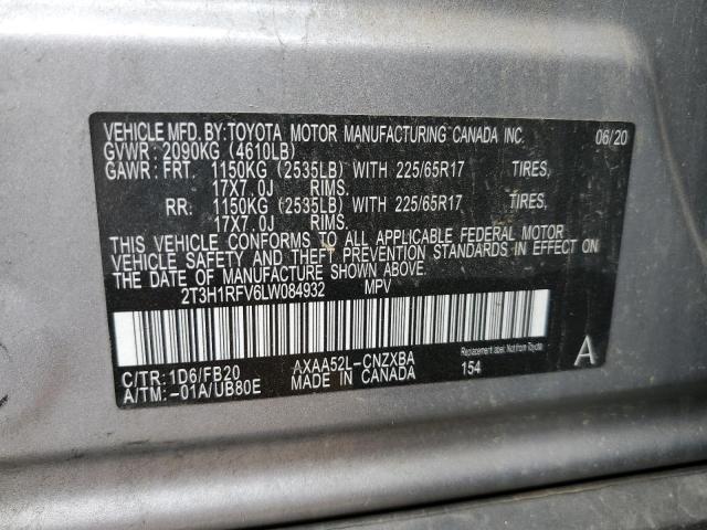 2T3H1RFV6LW084932 - 2020 TOYOTA RAV4 LE SILVER photo 13