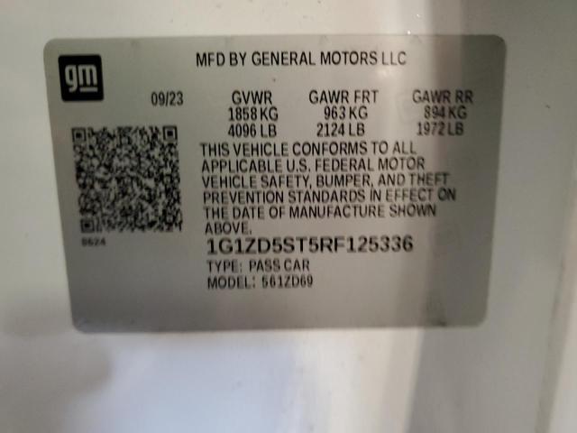 1G1ZD5ST5RF125336 - 2024 CHEVROLET MALIBU LT WHITE photo 12