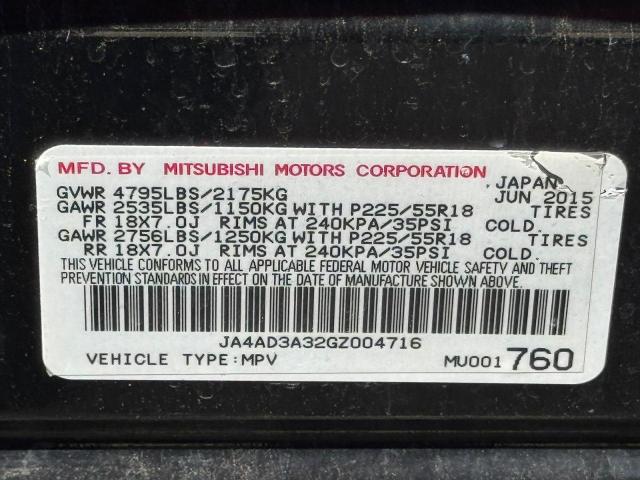 JA4AD3A32GZ004716 - 2016 MITSUBISHI OUTLANDER SE BLACK photo 10