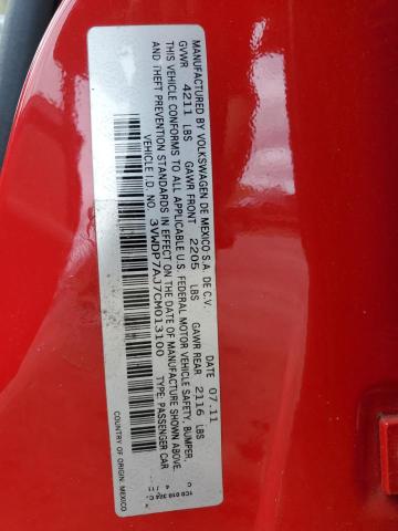 3VWDP7AJ7CM013100 - 2012 VOLKSWAGEN JETTA SE RED photo 12