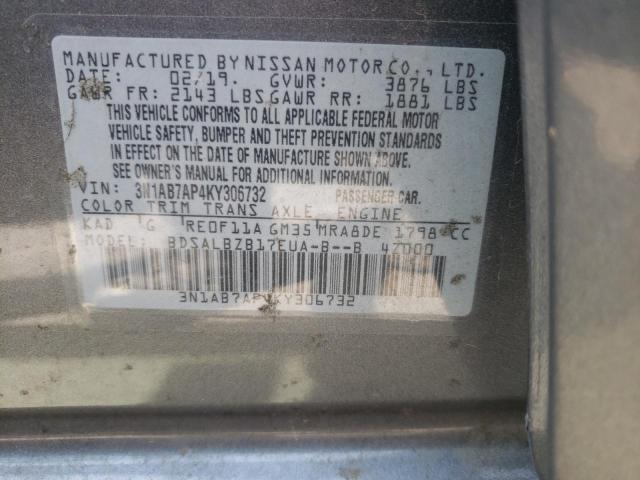 3N1AB7AP4KY306732 - 2019 NISSAN SENTRA S SILVER photo 12