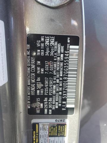 5XYZUDLB7GG355946 - 2016 HYUNDAI SANTA FE S SILVER photo 12