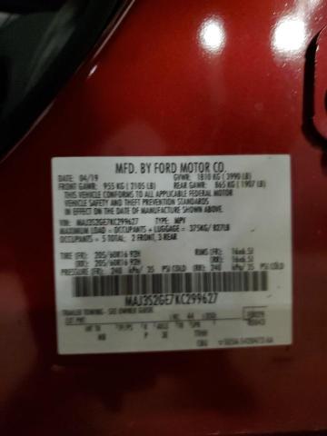 MAJ3S2GE7KC299627 - 2019 FORD ECOSPORT SE BURGUNDY photo 12