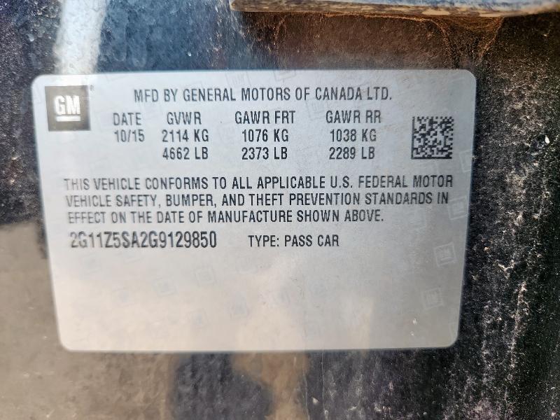 2G11Z5SA2G9129850 - 2016 CHEVROLET IMPALA LS 黑色 照片 12