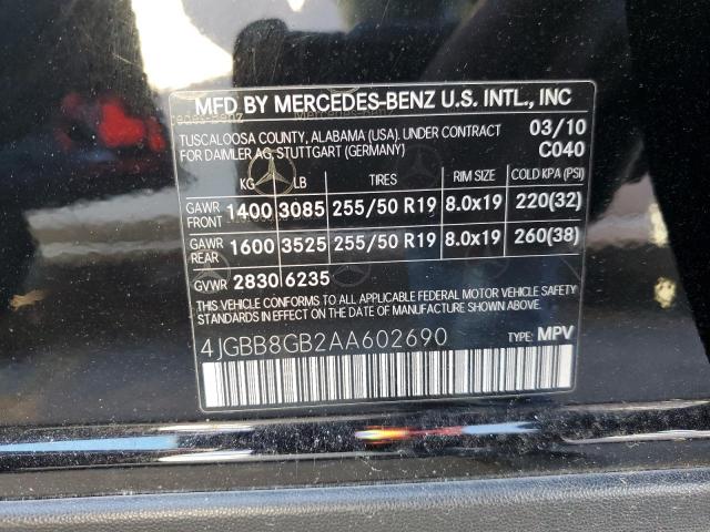 4JGBB8GB2AA602690 - 2010 MERCEDES-BENZ ML 350 4MATIC BLACK photo 14