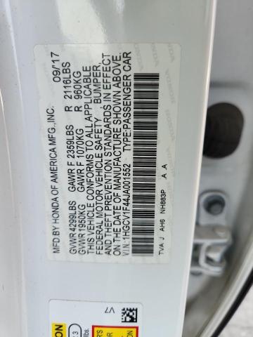 1HGCV1F44JA001552 - 2018 HONDA ACCORD EX თეთრი ფოტო 13