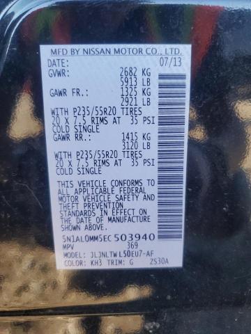 5N1AL0MM5EC503940 - 2014 INFINITI QX60 BLACK photo 13