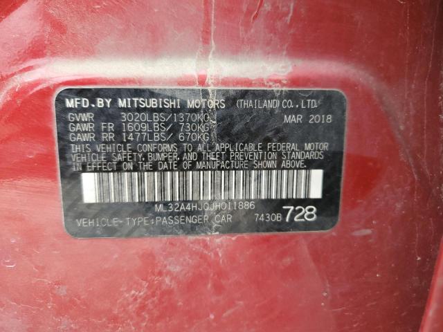 ML32A4HJ0JH011886 - 2018 MITSUBISHI MIRAGE SE RED photo 12