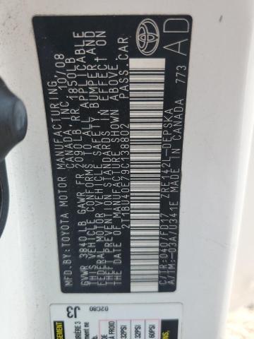 2T1BU40E79C138802 - 2009 TOYOTA COROLLA BASE WHITE photo 12