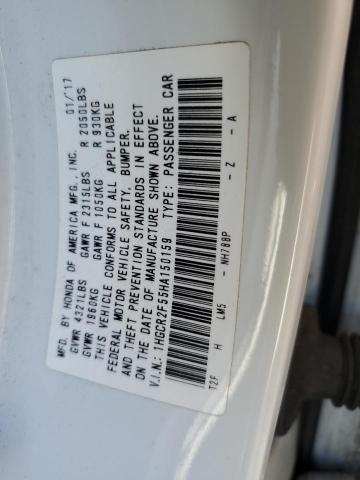1HGCR2F55HA150159 - 2017 HONDA ACCORD SPORT WHITE photo 12