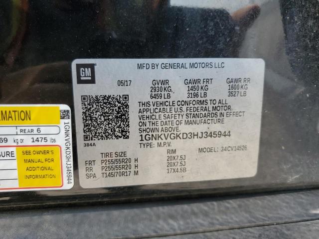 1GNKVGKD3HJ345944 - 2017 CHEVROLET TRAVERSE LT Қара фото 14